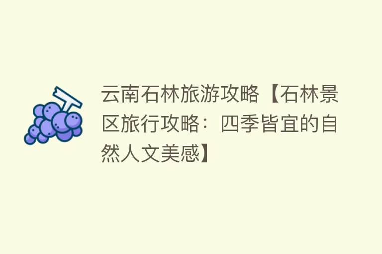 云南石林旅游攻略【石林景区旅行攻略：四季皆宜的自然人文美感】