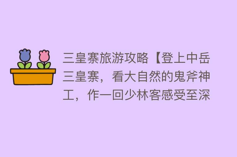 三皇寨旅游攻略【登上中岳三皇寨，看大自然的鬼斧神工，作一回少林客感受至深】