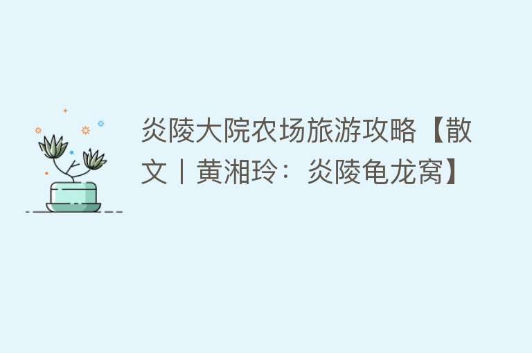 炎陵大院农场旅游攻略【散文丨黄湘玲：炎陵龟龙窝】