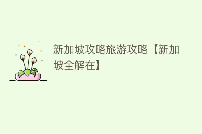 新加坡攻略旅游攻略【新加坡全解在】