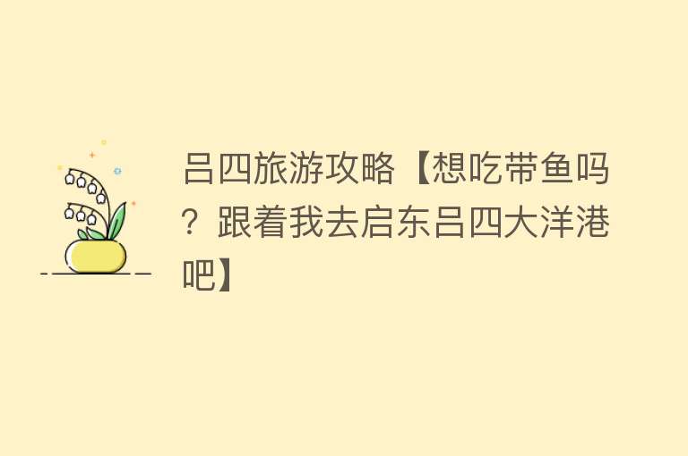 吕四旅游攻略【想吃带鱼吗？跟着我去启东吕四大洋港吧】