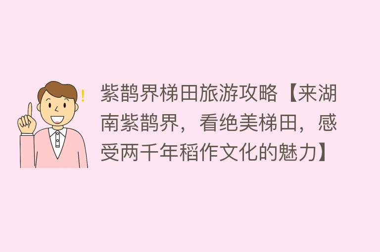 紫鹊界梯田旅游攻略【来湖南紫鹊界，看绝美梯田，感受两千年稻作文化的魅力】