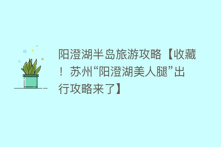 阳澄湖半岛旅游攻略【收藏！苏州“阳澄湖美人腿”出行攻略来了】