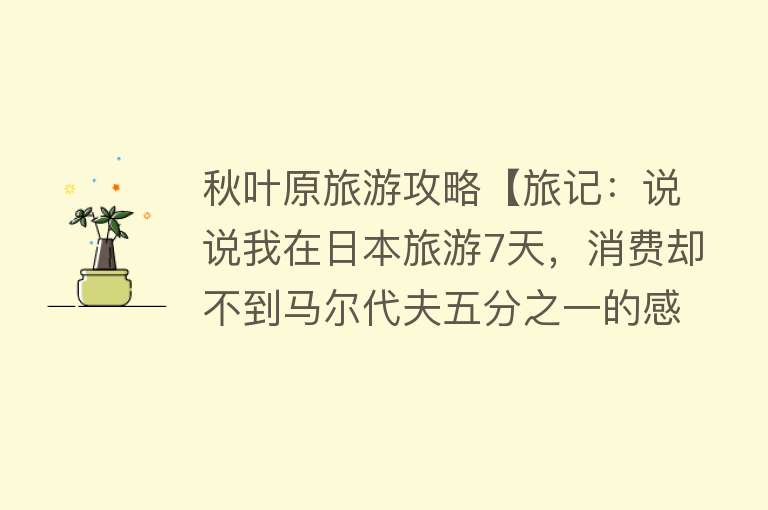 秋叶原旅游攻略【旅记：说说我在日本旅游7天，消费却不到马尔代夫五分之一的感受】