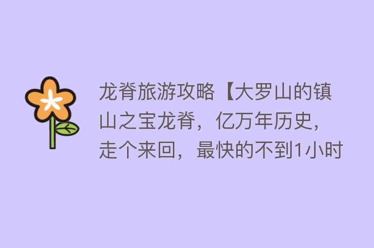 龙脊旅游攻略【大罗山的镇山之宝龙脊，亿万年历史，走个来回，最快的不到1小时】