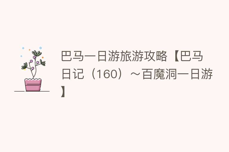 巴马一日游旅游攻略【巴马日记（160）～百魔洞一日游】