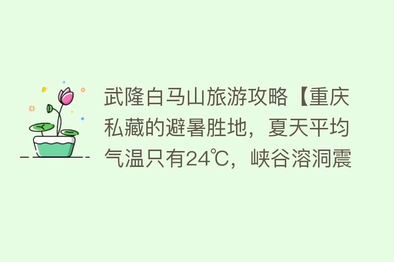 武隆白马山旅游攻略【重庆私藏的避暑胜地，夏天平均气温只有24℃，峡谷溶洞震惊世界】