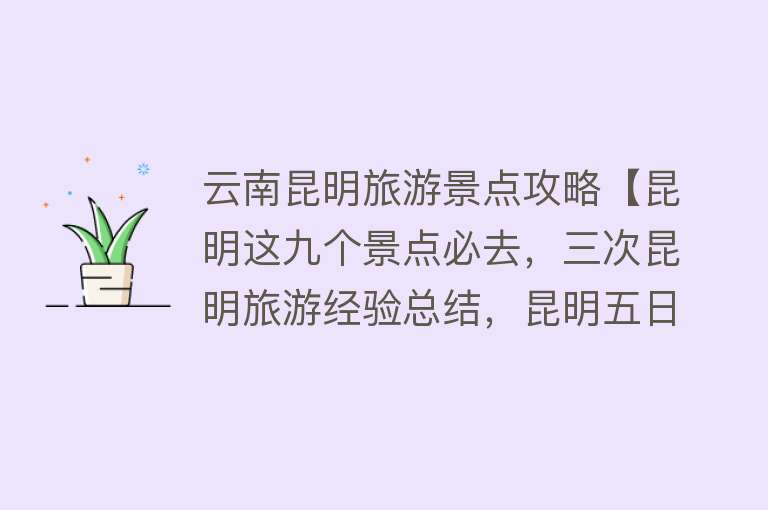 云南昆明旅游景点攻略【昆明这九个景点必去，三次昆明旅游经验总结，昆明五日游亲测路线】