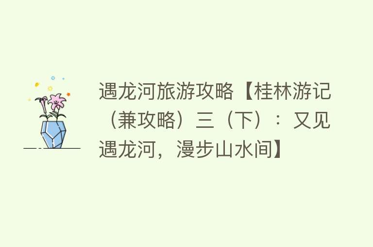 遇龙河旅游攻略【桂林游记（兼攻略）三（下）：又见遇龙河，漫步山水间】