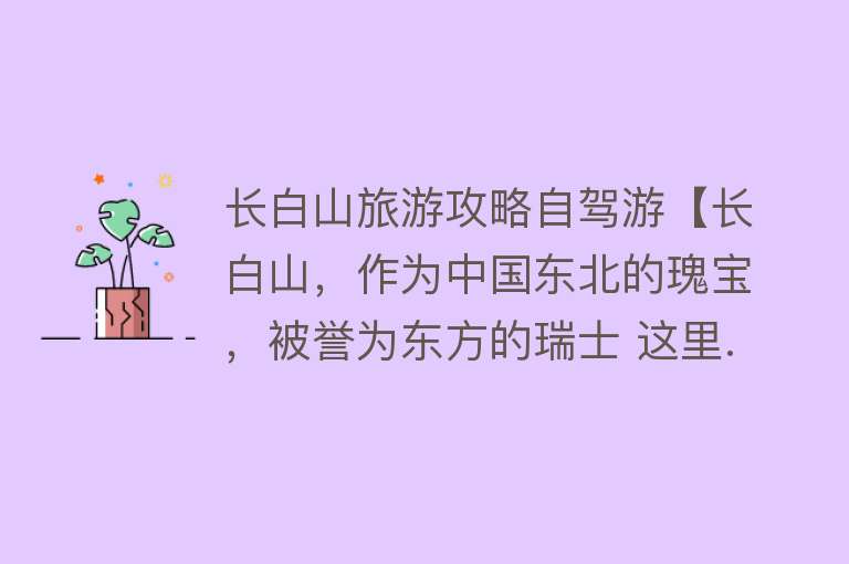 长白山旅游攻略自驾游【长白山，作为中国东北的瑰宝，被誉为东方的瑞士 这里...】