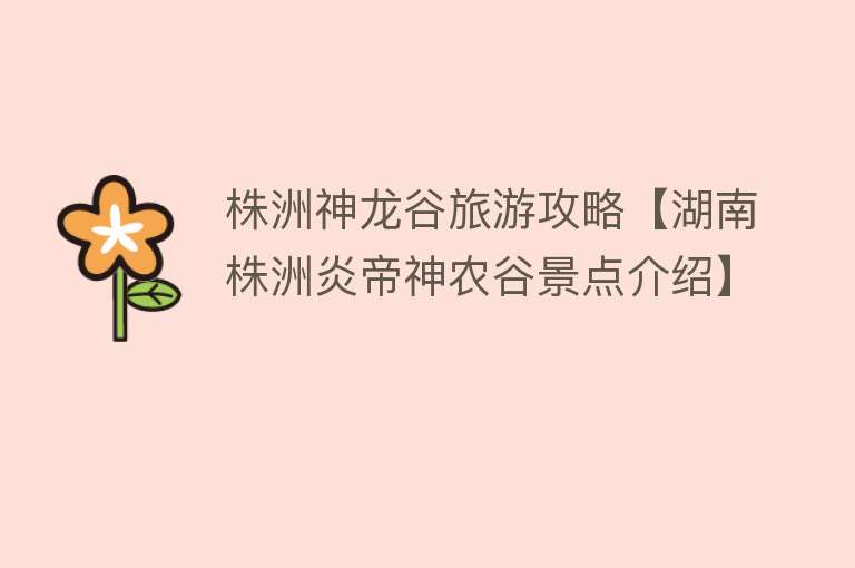 株洲神龙谷旅游攻略【湖南株洲炎帝神农谷景点介绍】
