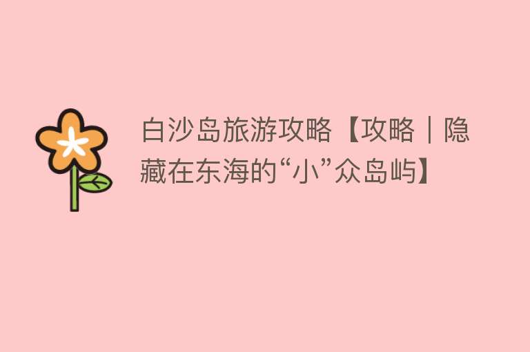白沙岛旅游攻略【攻略｜隐藏在东海的“小”众岛屿】