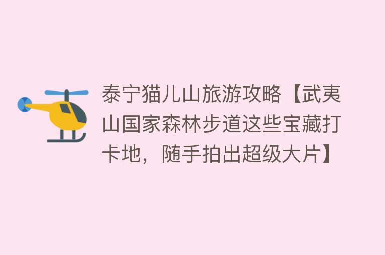 泰宁猫儿山旅游攻略【武夷山国家森林步道这些宝藏打卡地，随手拍出超级大片】