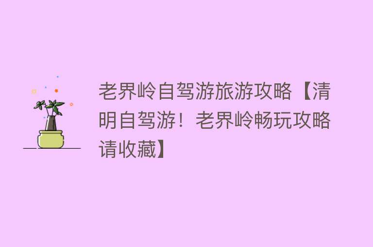 老界岭自驾游旅游攻略【清明自驾游！老界岭畅玩攻略请收藏】