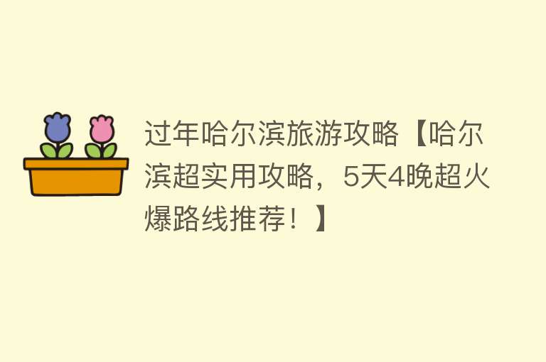 过年哈尔滨旅游攻略【哈尔滨超实用攻略，5天4晚超火爆路线推荐！】
