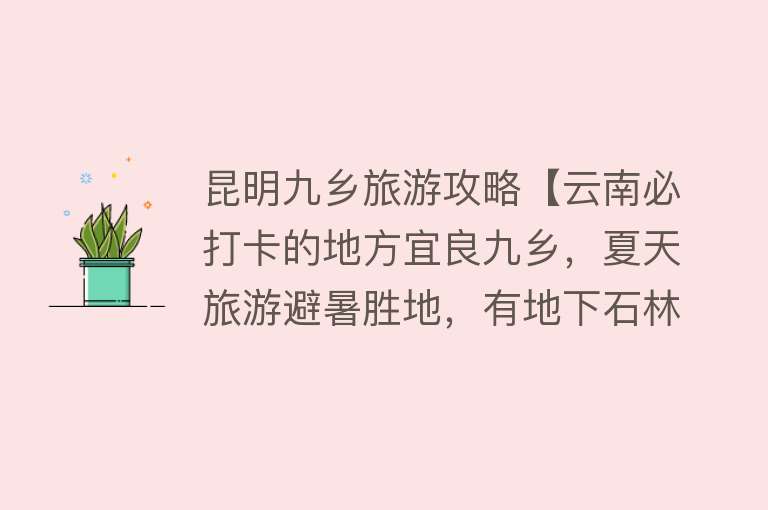 昆明九乡旅游攻略【云南必打卡的地方宜良九乡，夏天旅游避暑胜地，有地下石林之称】