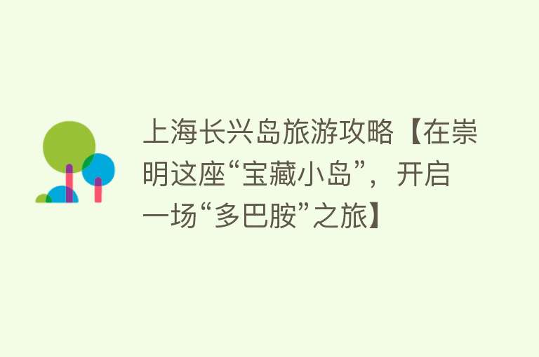 上海长兴岛旅游攻略【在崇明这座“宝藏小岛”，开启一场“多巴胺”之旅】