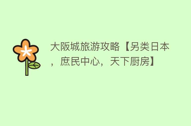 大阪城旅游攻略【另类日本，庶民中心，天下厨房】