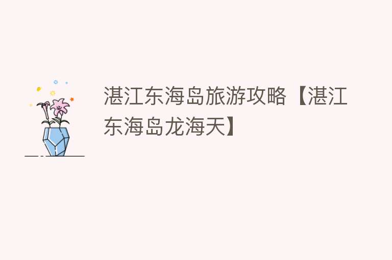 湛江东海岛旅游攻略【湛江东海岛龙海天】