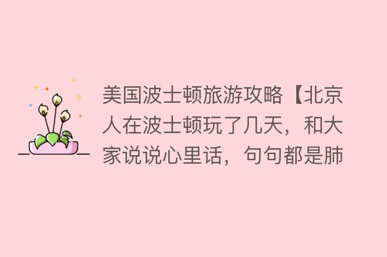 美国波士顿旅游攻略【北京人在波士顿玩了几天，和大家说说心里话，句句都是肺腑之言】
