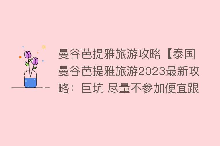 曼谷芭提雅旅游攻略【泰国曼谷芭提雅旅游2023最新攻略：巨坑 尽量不参加便宜跟团游】