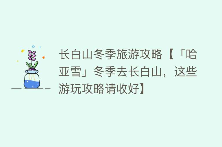 长白山冬季旅游攻略【「哈亚雪」冬季去长白山，这些游玩攻略请收好】