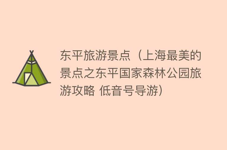 东平旅游景点（上海最美的景点之东平国家森林公园旅游攻略 低音号导游）
