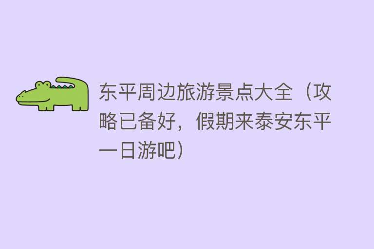 东平周边旅游景点大全（攻略已备好，假期来泰安东平一日游吧）