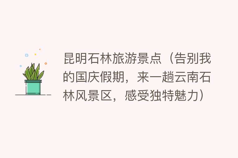 昆明石林旅游景点（告别我的国庆假期，来一趟云南石林风景区，感受独特魅力）