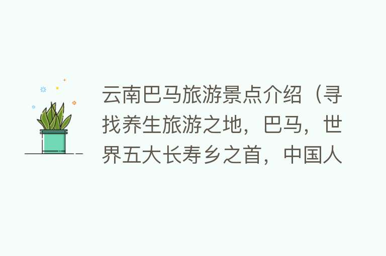 云南巴马旅游景点介绍（寻找养生旅游之地，巴马，世界五大长寿乡之首，中国人瑞圣地）