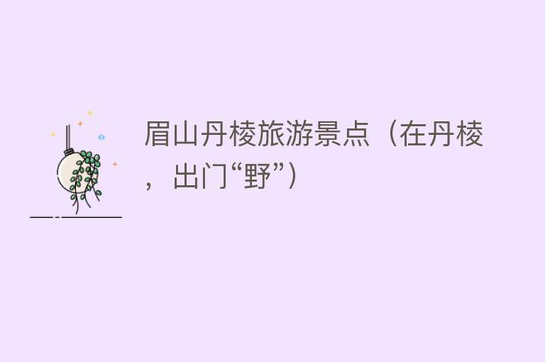 眉山丹棱旅游景点（在丹棱，出门“野”）