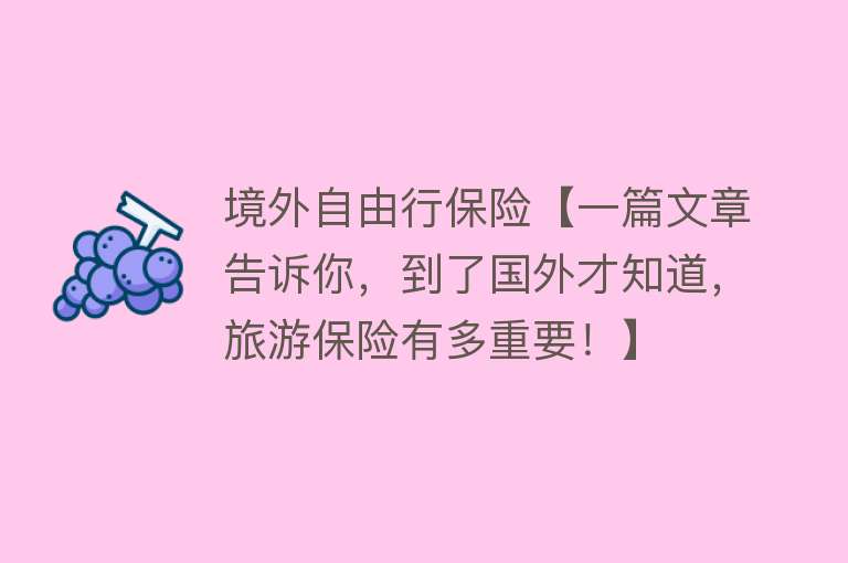 境外自由行保险【一篇文章告诉你，到了国外才知道，旅游保险有多重要！】