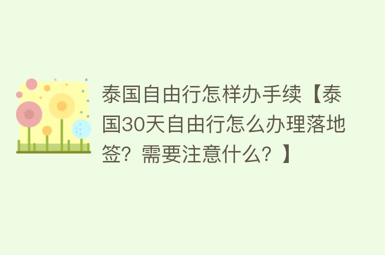泰国自由行怎样办手续【泰国30天自由行怎么办理落地签？需要注意什么？】