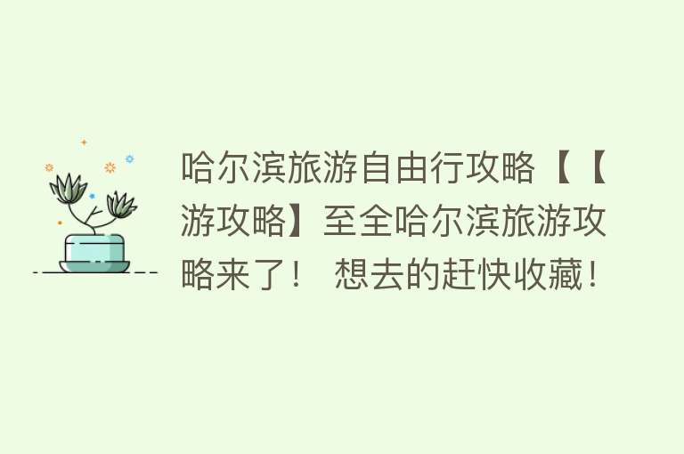 哈尔滨旅游自由行攻略【【游攻略】至全哈尔滨旅游攻略来了！ 想去的赶快收藏！不看后悔！】