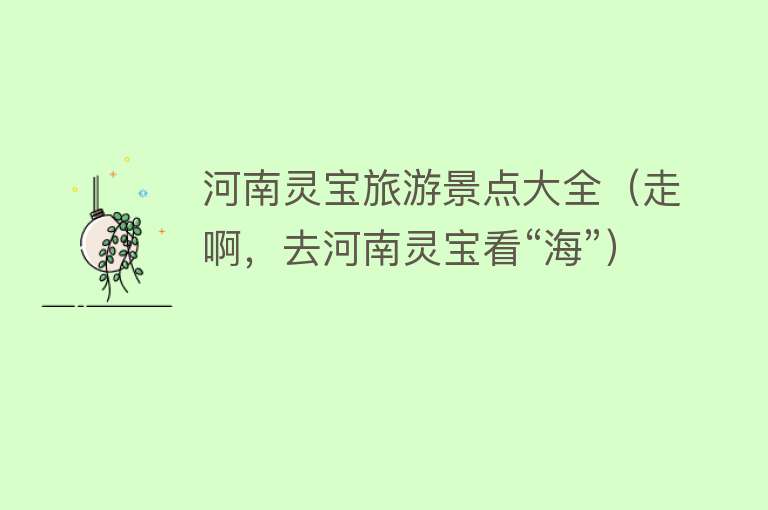 河南灵宝旅游景点大全（走啊，去河南灵宝看“海”）