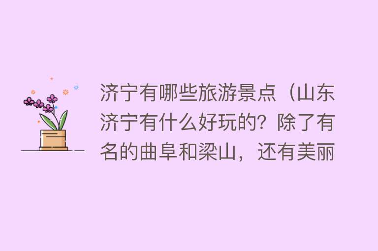 济宁有哪些旅游景点（山东济宁有什么好玩的？除了有名的曲阜和梁山，还有美丽的微山湖）