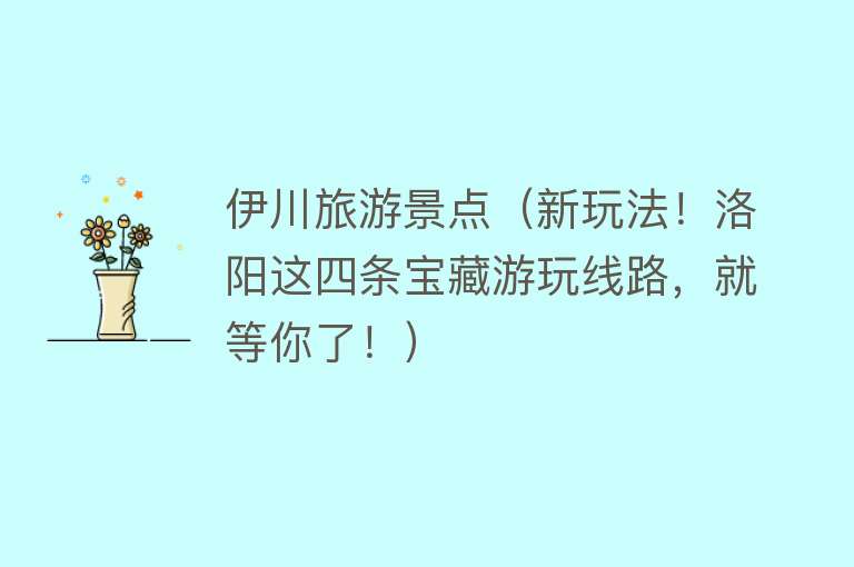 伊川旅游景点（新玩法！洛阳这四条宝藏游玩线路，就等你了！）