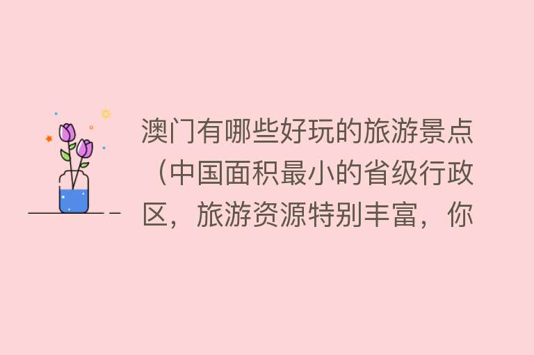澳门有哪些好玩的旅游景点（中国面积最小的省级行政区，旅游资源特别丰富，你有没有来玩过？）