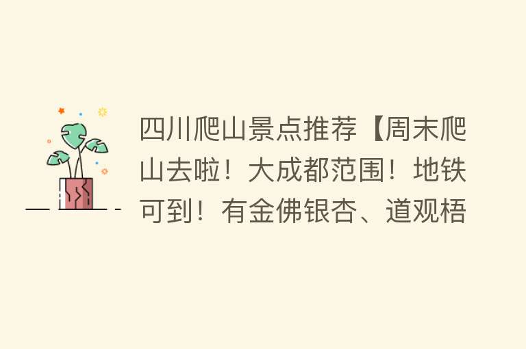四川爬山景点推荐【周末爬山去啦！大成都范围！地铁可到！有金佛银杏、道观梧桐树】