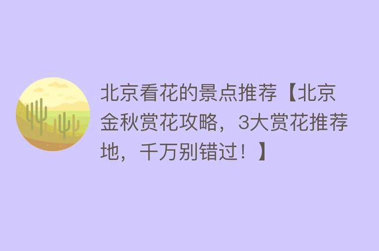 北京看花的景点推荐【北京金秋赏花攻略，3大赏花推荐地，千万别错过！】