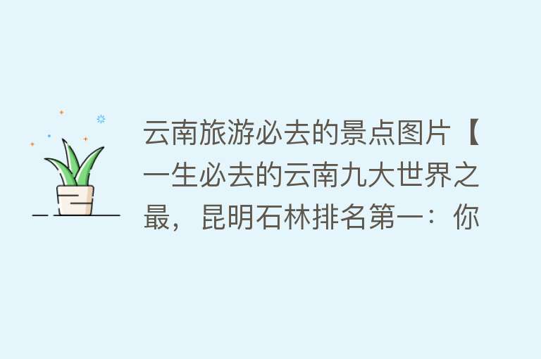 云南旅游必去的景点图片【一生必去的云南九大世界之最，昆明石林排名第一：你认为那个最美】