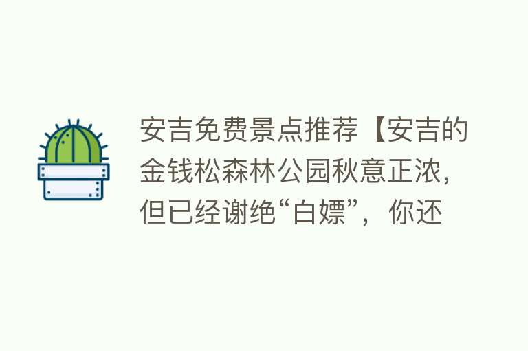 安吉免费景点推荐【安吉的金钱松森林公园秋意正浓，但已经谢绝“白嫖”，你还会去吗】