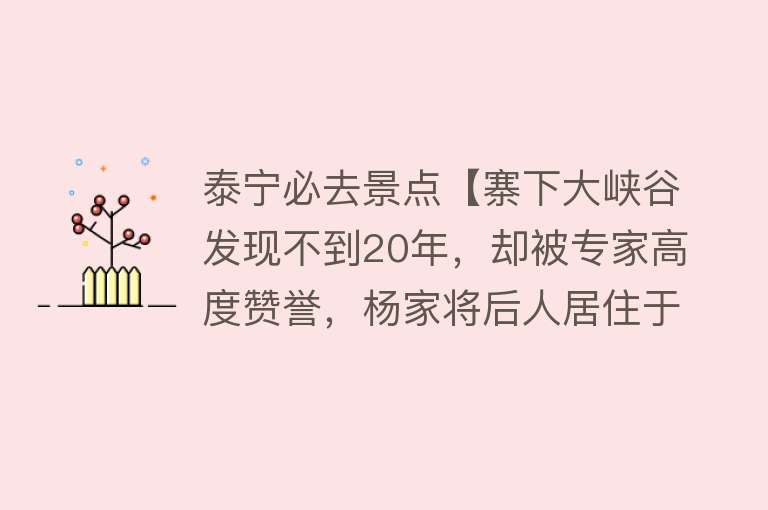 泰宁必去景点【寨下大峡谷发现不到20年，却被专家高度赞誉，杨家将后人居住于此】