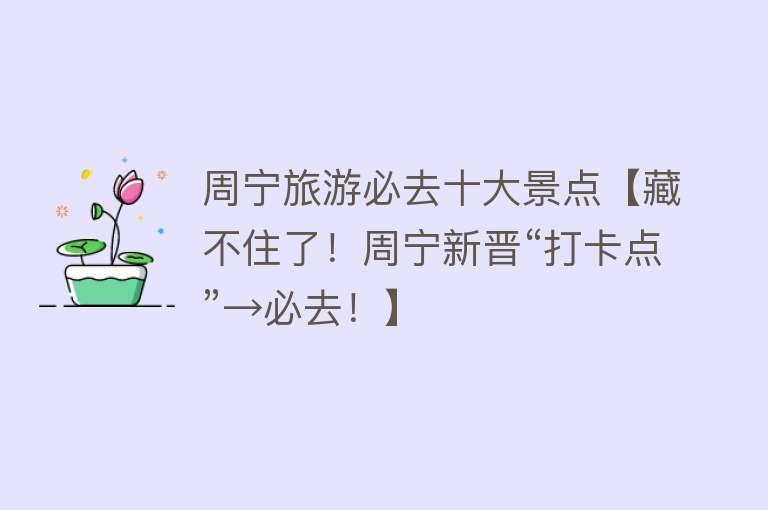 周宁旅游必去十大景点【藏不住了！周宁新晋“打卡点”→必去！】