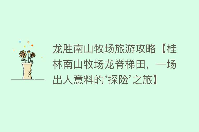 龙胜南山牧场旅游攻略【桂林南山牧场龙脊梯田，一场出人意料的‘探险’之旅】