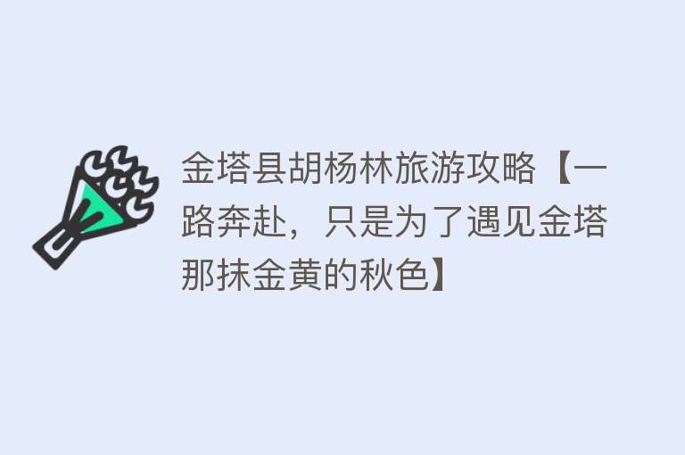 金塔县胡杨林旅游攻略【一路奔赴，只是为了遇见金塔那抹金黄的秋色】
