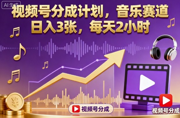 1-440.jpg 视频号分成计划,音乐赛道,日入3张,每天2小时