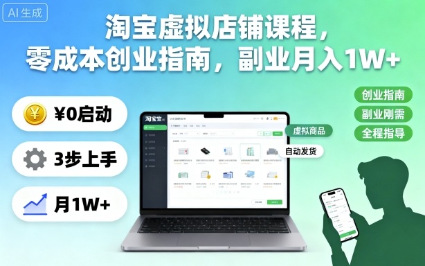 1-486.jpg 淘宝虚拟店铺课程,零成本创业指南,副业月入1W+