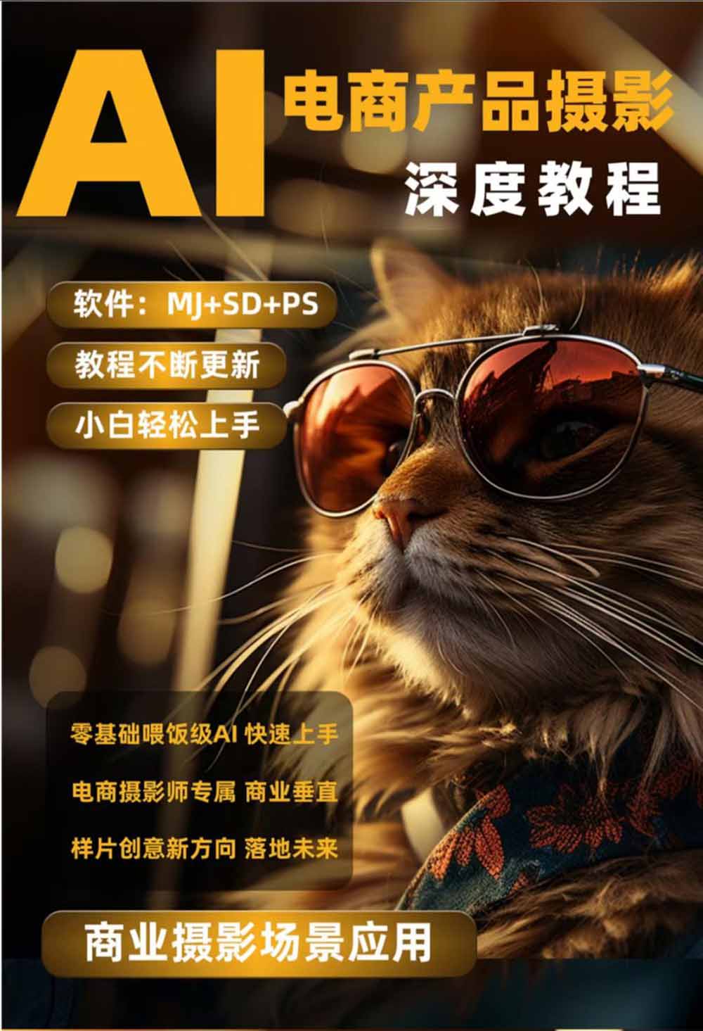 AI电商人像摄影实战课·SD多端部署|MJ完整教学|家电护肤家具商品图人像写真全案例