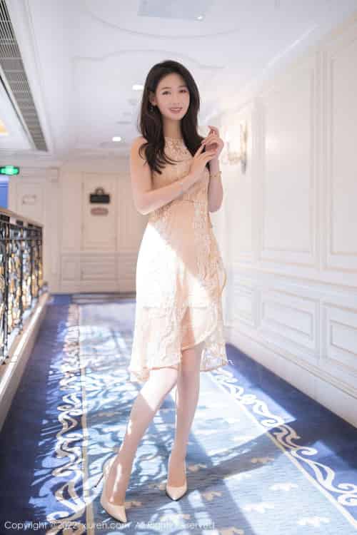 [秀人XiuRen] No.5954 模特唐安琪 – 蕾丝礼裙+原色丝袜北京旅拍